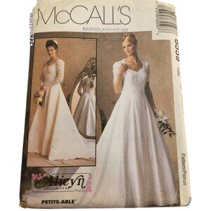 McCalls 8559 Wedding Dress Sewing Pattern Size G Elegant Gown Lace Overlay & Sle